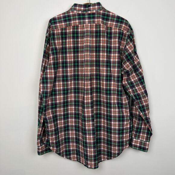 Ralph Lauren Men’s 16.5 34/35 Button Front Shirt Plaid Long Sleeve Green Red - Picture 2 of 9